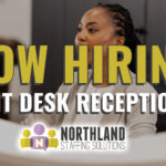 Women at a front desk helping clients as a Front Desk Receptionist through Northland Staffing in Saint Paul, MN