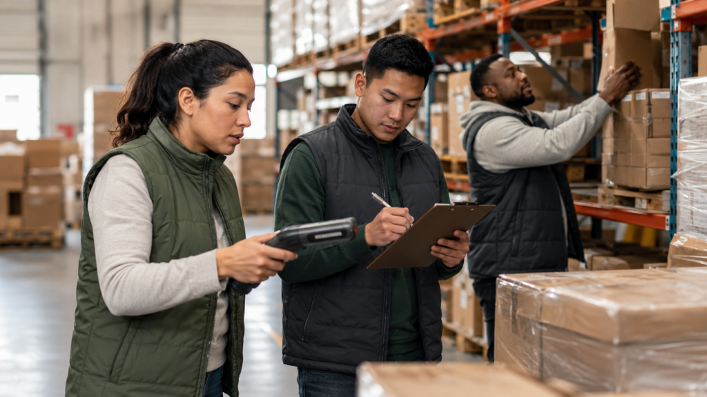 Twin Cities warehouse team completing a short-term seasonal inventory count